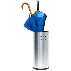 Relaxdays - Porte-parapluies en acier inoxydable Inox Support rond rangement parapluie meuble Hauteur 49,5 cm diamètre 22,5 cm, argent