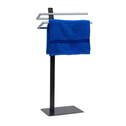 Relaxdays 10019105 porte-serviettes et anneau porte-serviettes Support de serviette Colonne Anthracite, Acier inoxydable