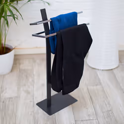 Relaxdays 10019105 porte-serviettes et anneau porte-serviettes Support de serviette Colonne Anthracite, Acier inoxydable