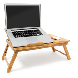 Relaxdays - Table pliante pour ordinateur portable, hauteur réglable, Plateau pour souris, 30,5 x 72,5 x 35 cm, bambou