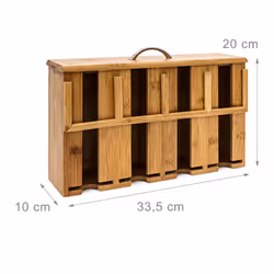 Relaxdays - Boîte à thé bambou sachets thé vrac 4 compartiments coffret Déco h x l x p: 22 x 33,5 x 10 cm avec anse support de stockage, nature - Vue supplémentaire 5