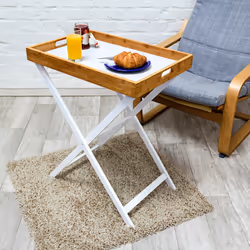 Relaxdays Table d'appoint pliable bambou plateau amovible