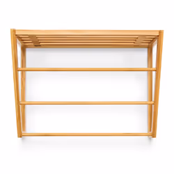 Porte-serviettes avec surface de rangement, montage mural, 3 barres, en bambou, hlp : 30 x 42 x 20 cm, nature - Relaxdays