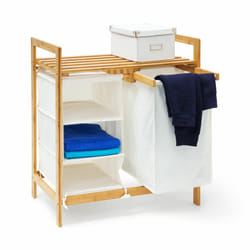 Panier à linge linea, 3 casiers et 1 surface de rangement, h x l x p : 77 x 69,5 x 36 cm, nature - Relaxdays