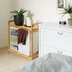 Panier à linge linea, 3 casiers et 1 surface de rangement, h x l x p : 77 x 69,5 x 36 cm, nature - Relaxdays