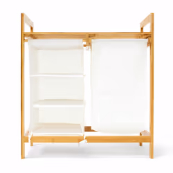 Panier à linge linea, 3 casiers et 1 surface de rangement, h x l x p : 77 x 69,5 x 36 cm, nature - Relaxdays