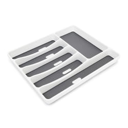 Relaxdays Range-couverts pour votre tiroir, 6 compartiments, plastique, HLP : 5x32x40,5 cm, blanc/anthracite