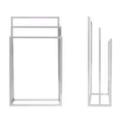 Porte-serviettes sur pied avec base antidérapante 3 bras chromés HxlxP : 82,5 x 46 x 21 cm en métal chromé optique inox, argenté - Relaxdays