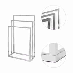 Porte-serviettes sur pied avec base antidérapante 3 bras chromés HxlxP : 82,5 x 46 x 21 cm en métal chromé optique inox, argenté - Relaxdays - Vue supplémentaire 4