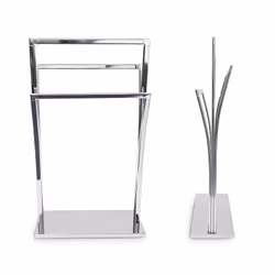 Porte-serviettes sur pied en optique inox 3 barres HxlxP : 86 x 50 x 20 cm design style moderne, argenté - Relaxdays