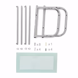 Tagère avec 2 porte-serviettes murale & Plateau en verre Rangement salle de bain Inox 34 x 45 x 23 cm, couleur métal - Relaxdays - Vue supplémentaire 5