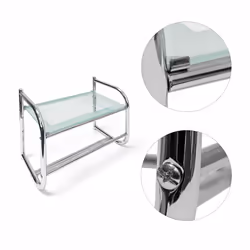 Tagère avec 2 porte-serviettes murale & Plateau en verre Rangement salle de bain Inox 34 x 45 x 23 cm, couleur métal - Relaxdays - Vue supplémentaire 6