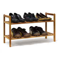 Tagère à chaussures Armoire Rangement de souliers 2 niveaux Bois de noyer Déco pour environ 6 paires de chaussures, couleur naturelle - Relaxdays