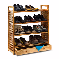 Avec ce range-chaussures en bois, vous pouvez stocker vos chaussures en ordre et clairement. Chaque étagère vous donne de l'e ...