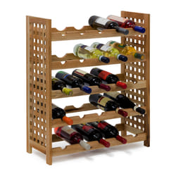 Tagère à vins Rangements 25 bouteilles de vin bois noyer 5 niveaux h x l x p : 73 x 63 x 25 cm, nature - Relaxdays