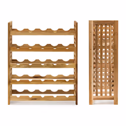 Tagère à vins Rangements 25 bouteilles de vin bois noyer 5 niveaux h x l x p : 73 x 63 x 25 cm, nature - Relaxdays