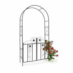 Arche à rosier Arceau de décoration jardin avec portillons h x l x p: 228 x 116 x 36,5 cm en fer époxy Support pour plantes grimpantes, noir