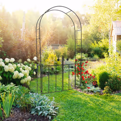 Arche à rosier Arceau de décoration jardin avec portillons h x l x p: 228 x 116 x 36,5 cm en fer époxy Support pour plantes grimpantes, noir