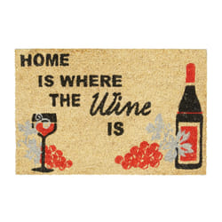 Relaxdays - Paillasson fibres de coco tapis de sol porte entrée home is where wine is 60x40 bouteille de vin antidérapant pvc, nature