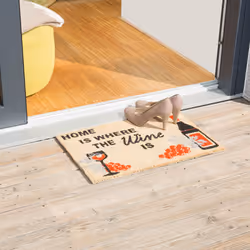 Relaxdays - Paillasson fibres de coco tapis de sol porte entrée home is where wine is 60x40 bouteille de vin antidérapant pvc, nature