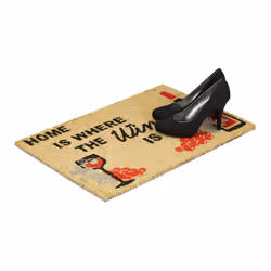 Relaxdays - Paillasson fibres de coco tapis de sol porte entrée home is where wine is 60x40 bouteille de vin antidérapant pvc, nature