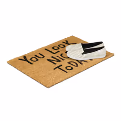 Relaxdays Paillasson avec inscription YOU LOOK NICE TODAY, en fibres de coco et PVC antidérapant, 40 x 60 cm, nature