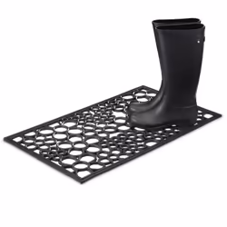 Relaxdays - Paillasson 75x45 cm tapis de sol antidérapant caoutchouc fleurs résistant pluie neige intempéries, noir