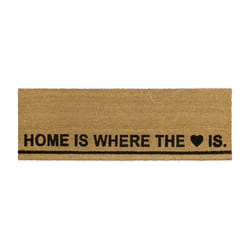 Relaxdays - Paillasson long 120x40 cm fibres de coco tapis de sol Home is where the Heart is intérieur extérieur dessous antidérapant, nature