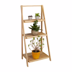 Relaxdays 10020271, Support de pots, Bambou, Naturel, Intérieure, 3 étagères, 450 mm