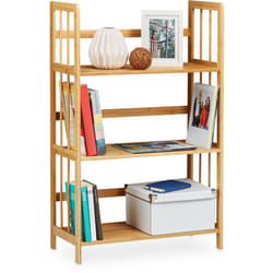 Relaxdays - Etagère en bambou 3 niveaux salle de bain livres fleurs bibliothèque HxlxP: 88 x 55 x 26 cm, nature