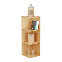 Relaxdays - Etagère d'angle en bambou, 3 étages, h x l x p : 85,5 x 29 x 29 cm, livres, cuisine, salle de bain, nature