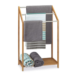 Relaxdays 10020291 porte-serviettes et anneau porte-serviettes Support de serviette Colonne Bambou