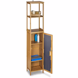 Description générale Faites de la place dans votre salle de bain avec cette armoire en bambou alliant praticité et esthétique ...