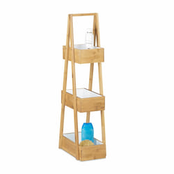 Tagère salle de bain, 3 niveaux, h x l x p : 82 x 18 x 30 cm, convient aussi à la cuisine, nature - Relaxdays