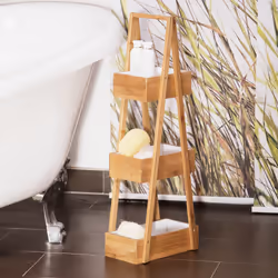 Tagère salle de bain, 3 niveaux, h x l x p : 82 x 18 x 30 cm, convient aussi à la cuisine, nature - Relaxdays