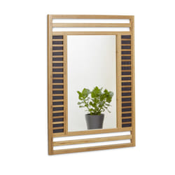 Relaxdays - Miroir mural avec cadre en bambou, h x l x p : 70 x 50 x 2 cm, pour la salle de bain, nature