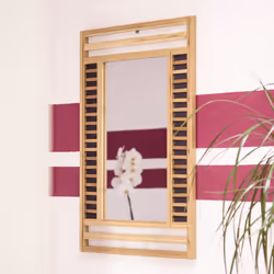 Relaxdays - Miroir mural avec cadre en bambou, h x l x p : 70 x 50 x 2 cm, pour la salle de bain, nature