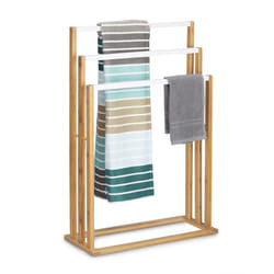 Relaxdays 10020308 porte-serviettes et anneau porte-serviettes Support de serviette Colonne Blanc, Bois
