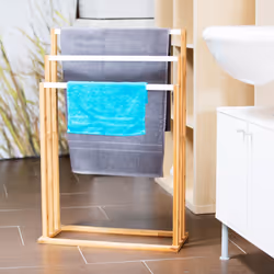 Relaxdays 10020308 porte-serviettes et anneau porte-serviettes Support de serviette Colonne Blanc, Bois
