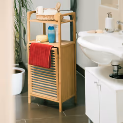 Tagère de salle de bain panier à linge bambou 25 litres HxlxP: 95 x 40 x 30 cm, nature - Relaxdays