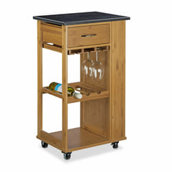 Desserte de cuisine alfred, roulettes, bambou, acier inoxydable, h x l x p : 81,5 x 47,5 x 37,5 cm, nature - Relaxdays