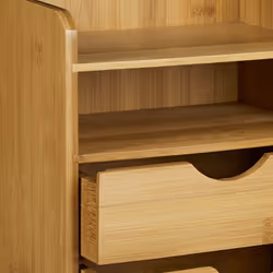Relaxdays - Organiseur de bureau en bambou, h x l x p: 21 x 20 x 13 cm, avec 2 niveaux et 2 tiroirs amovibles, nature