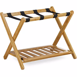 Description générale Faites et défaites vos valises sans effort grâce à ce porte-bagage en bois de bambou. Conçu pour facilit ...