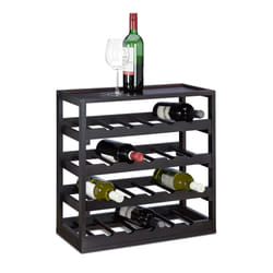 Casier à bouteilles de vin robuste, en mdf et bambou, 4 niveaux, h x l x p : env. 52 x 52 x 25 cm, noir - Relaxdays