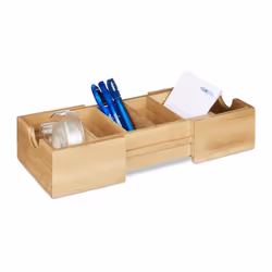 Relaxdays - Porte cartes de visite A8 bambou support cartes de visite ajustable HxlxP: 5,5 x 13 x 30 cm, nature