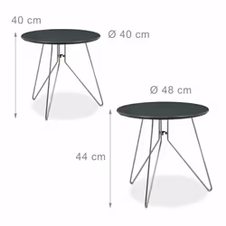 Table d'appoint en lot de 2, mdf et métal (acier), pour le salon, diamètre 40 & 48 cm, gris mat - Relaxdays - Vue supplémentaire 4
