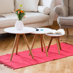 Relaxdays 10020644 Table basse Forme arrondie 3 pieds