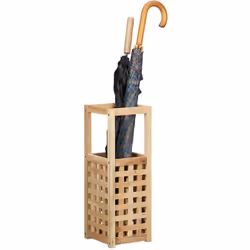 Ce porte-parapluies en bois de noyer est décoratif pour votre intérieur. La beauté naturelle du noyer et le design grille str ...
