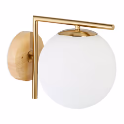 Relaxdays GLOBI, Surface, Rond, 1 ampoule(s), E27, Or, Blanc, Bois