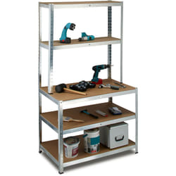 Etagère charge lourde, jusqu'à 900 kg, 5 niveaux, 60 cm profondeur, métal et mdf, hlp: 180 x 100 x 60 cm, gris - Relaxdays